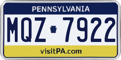 PA license plate MQZ7922