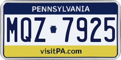 PA license plate MQZ7925