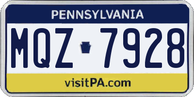 PA license plate MQZ7928
