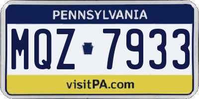 PA license plate MQZ7933