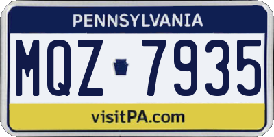 PA license plate MQZ7935