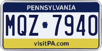 PA license plate MQZ7940
