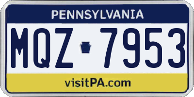 PA license plate MQZ7953