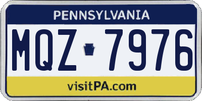 PA license plate MQZ7976