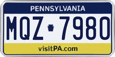 PA license plate MQZ7980