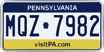 PA license plate MQZ7982