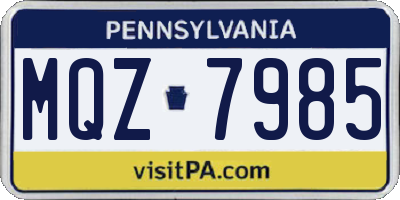 PA license plate MQZ7985