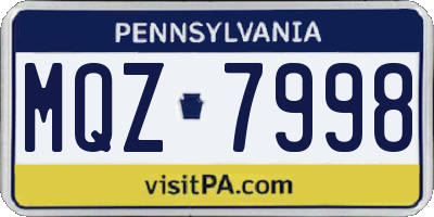 PA license plate MQZ7998