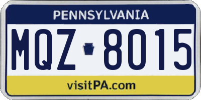 PA license plate MQZ8015