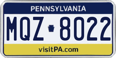 PA license plate MQZ8022