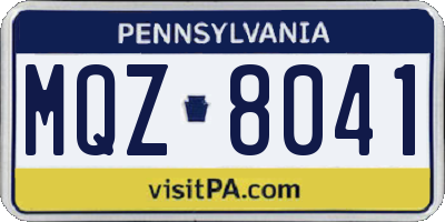 PA license plate MQZ8041