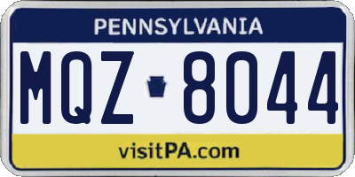 PA license plate MQZ8044
