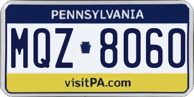 PA license plate MQZ8060