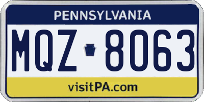 PA license plate MQZ8063