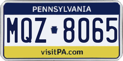 PA license plate MQZ8065