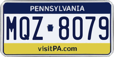 PA license plate MQZ8079
