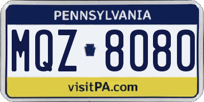 PA license plate MQZ8080