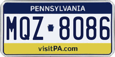 PA license plate MQZ8086