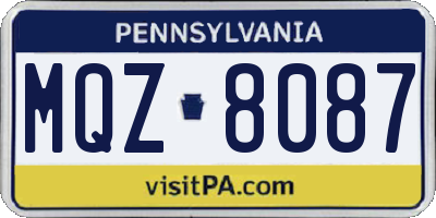 PA license plate MQZ8087