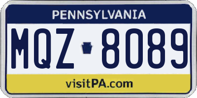 PA license plate MQZ8089