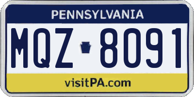 PA license plate MQZ8091