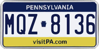 PA license plate MQZ8136