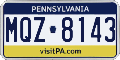 PA license plate MQZ8143