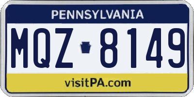PA license plate MQZ8149