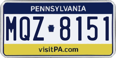 PA license plate MQZ8151