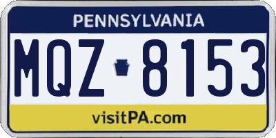 PA license plate MQZ8153