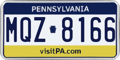 PA license plate MQZ8166