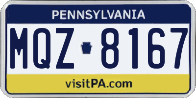 PA license plate MQZ8167