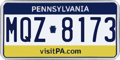 PA license plate MQZ8173