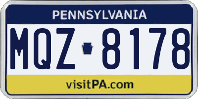 PA license plate MQZ8178