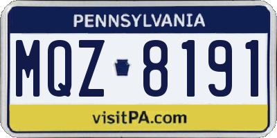 PA license plate MQZ8191