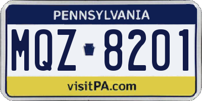 PA license plate MQZ8201