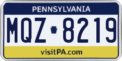 PA license plate MQZ8219