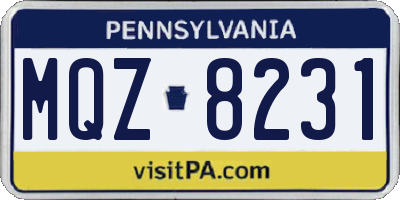 PA license plate MQZ8231