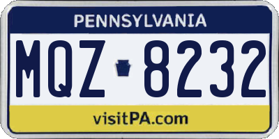 PA license plate MQZ8232