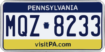PA license plate MQZ8233