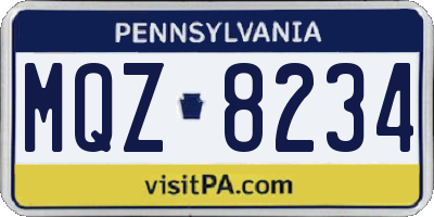 PA license plate MQZ8234