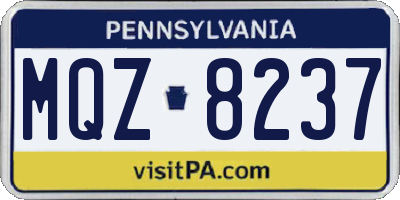 PA license plate MQZ8237