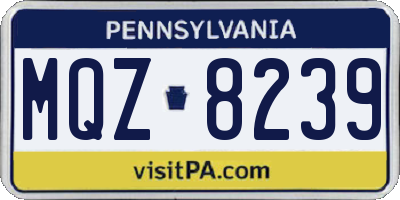 PA license plate MQZ8239