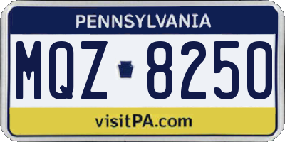 PA license plate MQZ8250