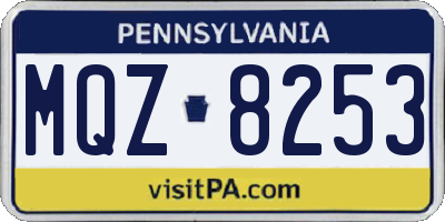 PA license plate MQZ8253