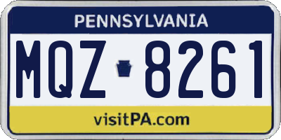 PA license plate MQZ8261