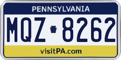 PA license plate MQZ8262