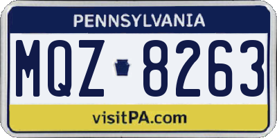 PA license plate MQZ8263