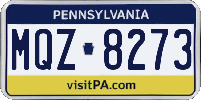 PA license plate MQZ8273