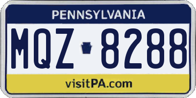 PA license plate MQZ8288